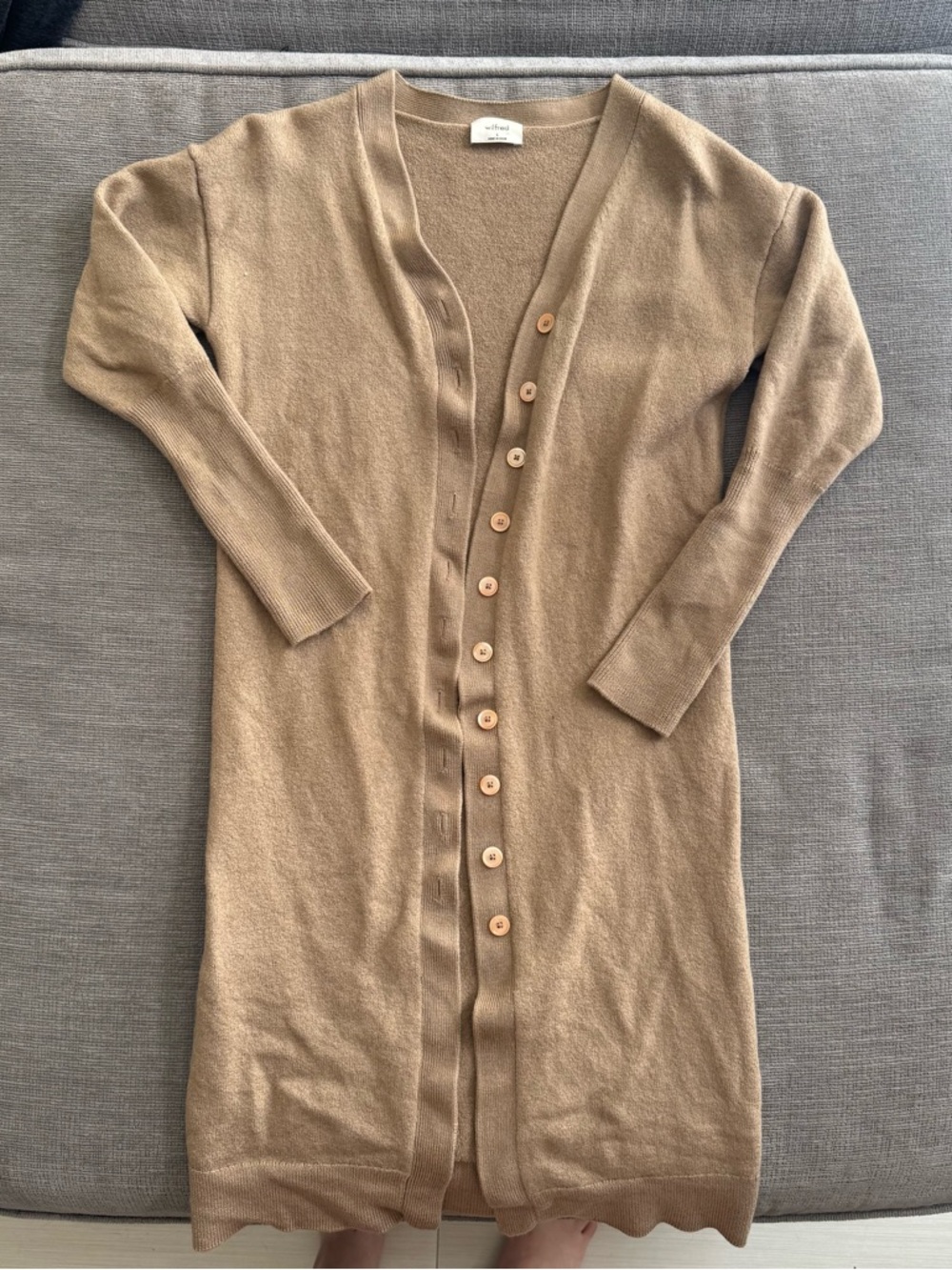 Aritzia Wilfred Merino Wool Tan Cardigan